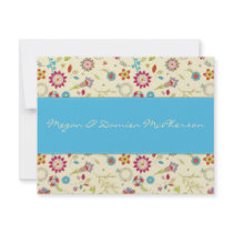 Retro Flowers · Turquoise · Thank You Card invitations by CSWedding Retro Flowers · Turquoise · Thank You Card invitations
