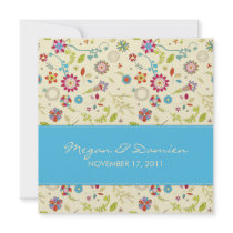 Retro Flowers · Turquoise · Wedding Invitation by CSWedding Retro Flowers · Turquoise · Wedding Invitation