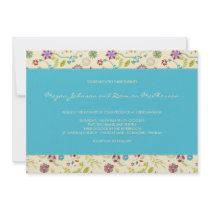 Retro Flowers · Turquoise · Wedding Invitation by CSWedding Retro Flowers · Turquoise · Wedding Invitation