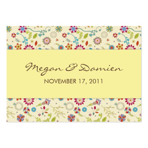 Retro Flowers · Yellow · Wedding Favor Tag Business Cards