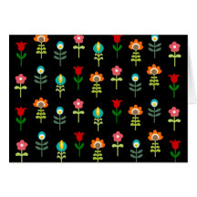 Retro folk floral pattern greeting cards