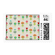 Retro folk flower pattern postage