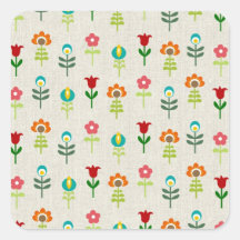 Retro folk flower pattern sticker