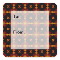 Retro Fractal Pattern red black Gift Tag Stickers