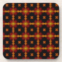 Retro Fractal Pattern red black yellow Coasters