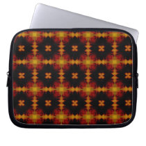 Retro Fractal Pattern red black yellow Laptop Computer Sleeves
