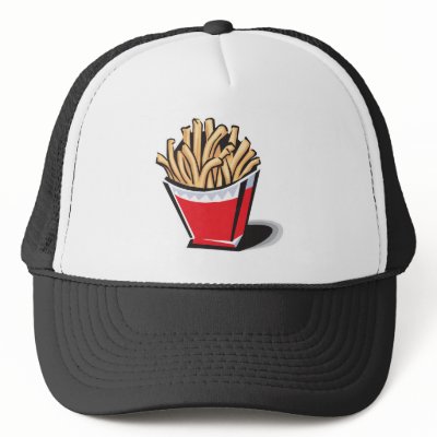retro french fries design mesh hats by doonidesigns