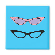 Retro Fridge Magnet ~ 50s Cats'-Eye Glasses by Regella Retro Fridge Magnet ~ 50s Cats'-Eye Glasses
