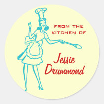 Retro "From the kitchen of" stickers (teal) stickers