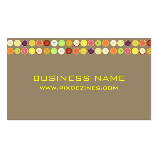 Retro fruit juice ~ ashbrown background business card (back side)