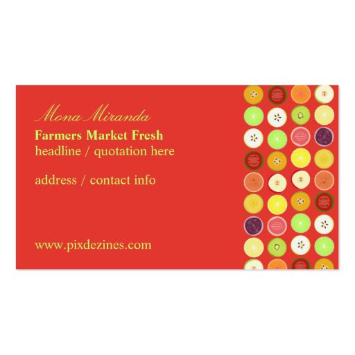 Retro fruits business card, raspberry background (front side)