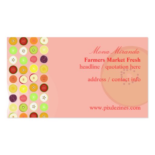 Retro fruits business card, raspberry background (front side)