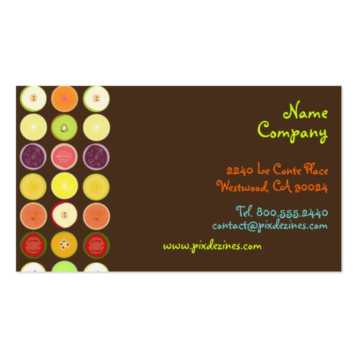 Retro fruits design profile cards business card (front side)
