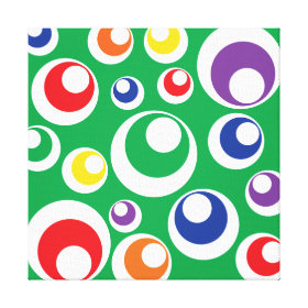 Retro Fun Colorful Green Circles Dots Balls Design Gallery Wrap Canvas