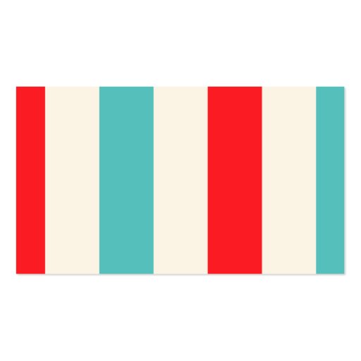 Retro Fun Turquoise and Red Striped Business Card (front side)