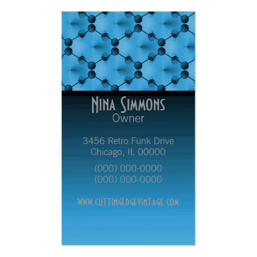 Retro Funk Circles Business Card, Light Blue (back side)