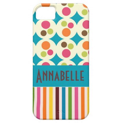 retro funky dots and stripes pattern personalize iPhone 5 covers