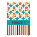 retro funky dots and stripes pattern personalize iPad mini covers