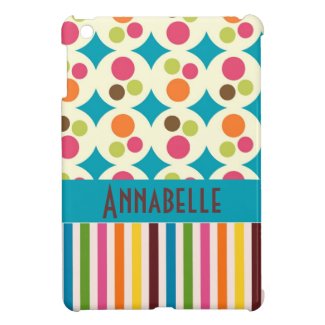 retro funky dots and stripes pattern personalize iPad mini covers