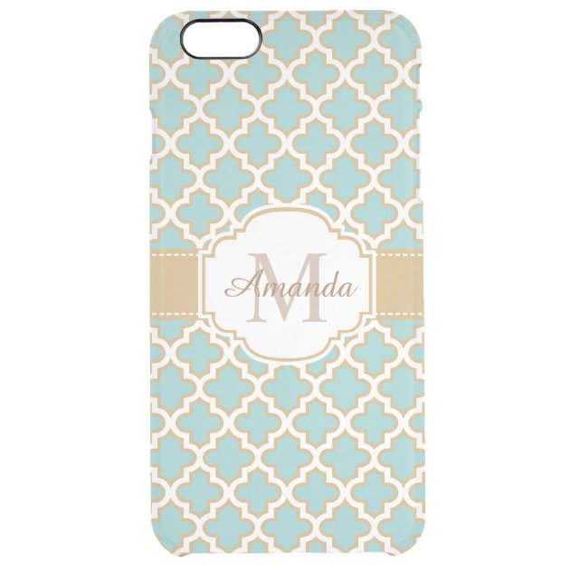 Retro Funky Gold Teal Blue Moroccan Monogram Uncommon Clearlyâ„¢ Deflector iPhone 6 Plus Case