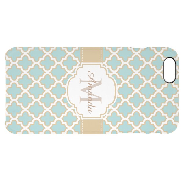 Retro Funky Gold Teal Blue Moroccan Monogram Uncommon Clearlyâ„¢ Deflector iPhone 6 Plus Case-5