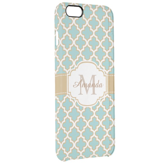 Retro Funky Gold Teal Blue Moroccan Monogram Uncommon Clearlyâ„¢ Deflector iPhone 6 Plus Case-2