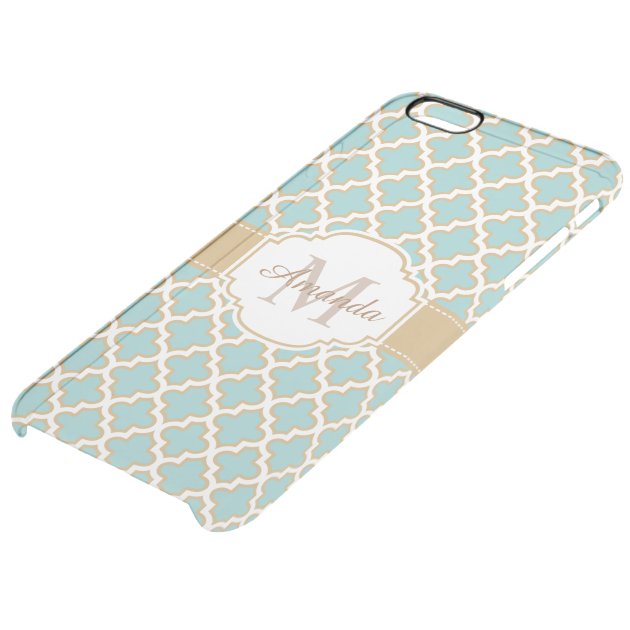 Retro Funky Gold Teal Blue Moroccan Monogram Uncommon Clearlyâ„¢ Deflector iPhone 6 Plus Case-4