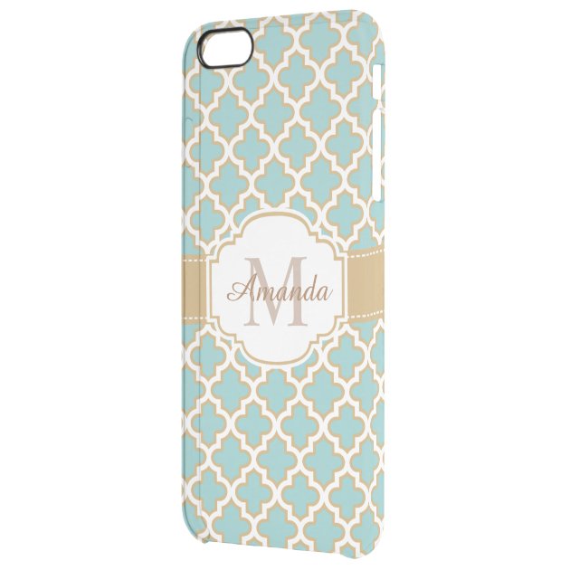 Retro Funky Gold Teal Blue Moroccan Monogram Uncommon Clearlyâ„¢ Deflector iPhone 6 Plus Case