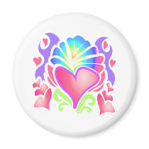 Retro funky groovy heart magnets