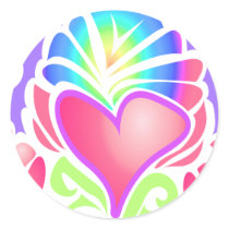 Retro funky groovy heart stickers