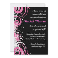 Retro Funky Hot Pink Sweet Sixteen 16 Invitation invitation