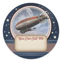 Retro Future Airship Name Tag Stickers