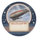 Retro Future Airship Name Tag Stickers