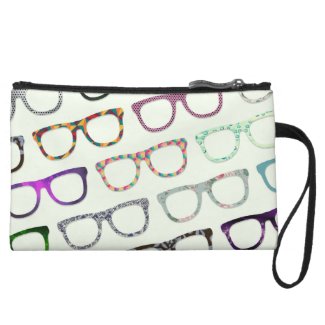 Retro Geek Glasses Colorful Pattern wristlet