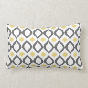 Retro Geometric Ikat Yellow Gray Pattern Pillow