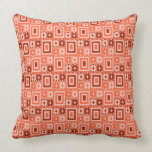 Retro Geometric Pattern :: Orange Brown Throw Pillow
