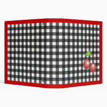 Retro Gingham Cherry Binder