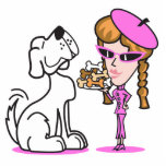 retro girl and pet dog photo sculpture