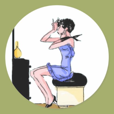 Retro Girl at Mirror Stickers Zazzle_sticker