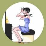 Retro Girl at Mirror Stickers