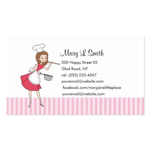 Retro Girl Chef Personal Calling Card - Customized Business Card Template