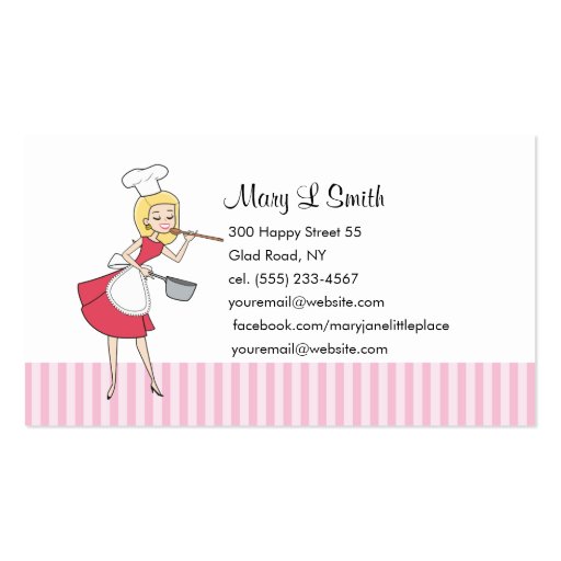 Retro Girl Chef Personal Calling Card - Customized Business Card (front side)