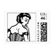 Retro Girl Postage Stamps
