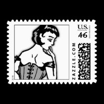 Retro Girl Postage Stamps stamps