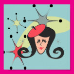 Retro Girl Red with Stars