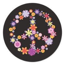 Retro Girly Floral Peace Symbol.png Sticker