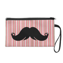 Retro Girly Mustache Moustache Stache Custom Wristlet Purses