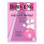 Retro Girly Pink Birthday Bowling Party Invite
