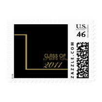 Retro Gold and Black Graduation Postage Stamp