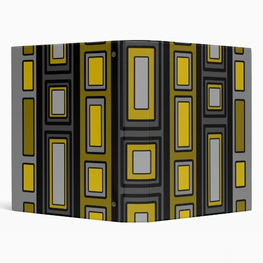 Retro gold and silver rectangle pattern vinyl binder